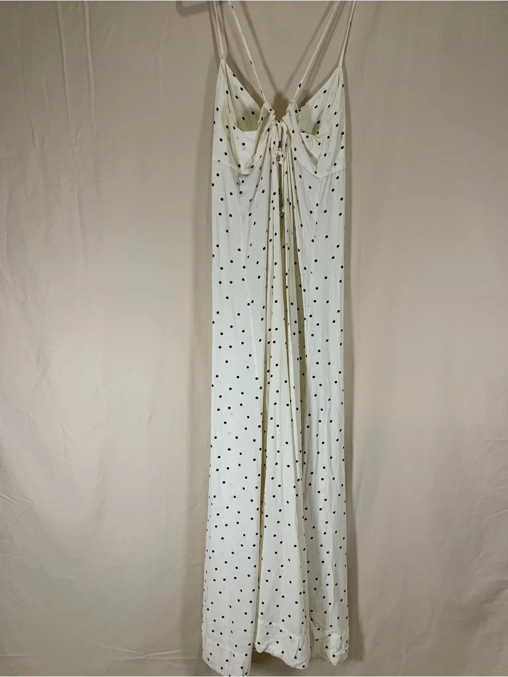 Free People Polka Dot Wide Leg Jumpsuit Ivory Black Dot No Size Tag Fits S to L
